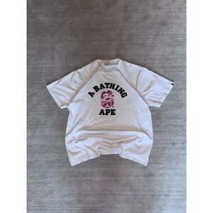 BAPE Pink camo APE HEAD T-shirt a bathing ape NIGO White Size XL